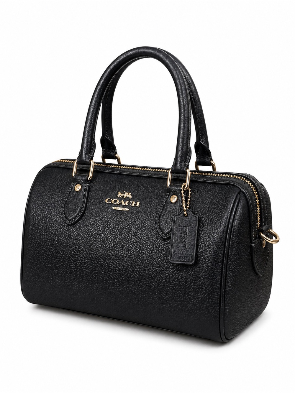 NWT Coach Rowan Satchel CV962 Black Pebbled Leather Dust Bag